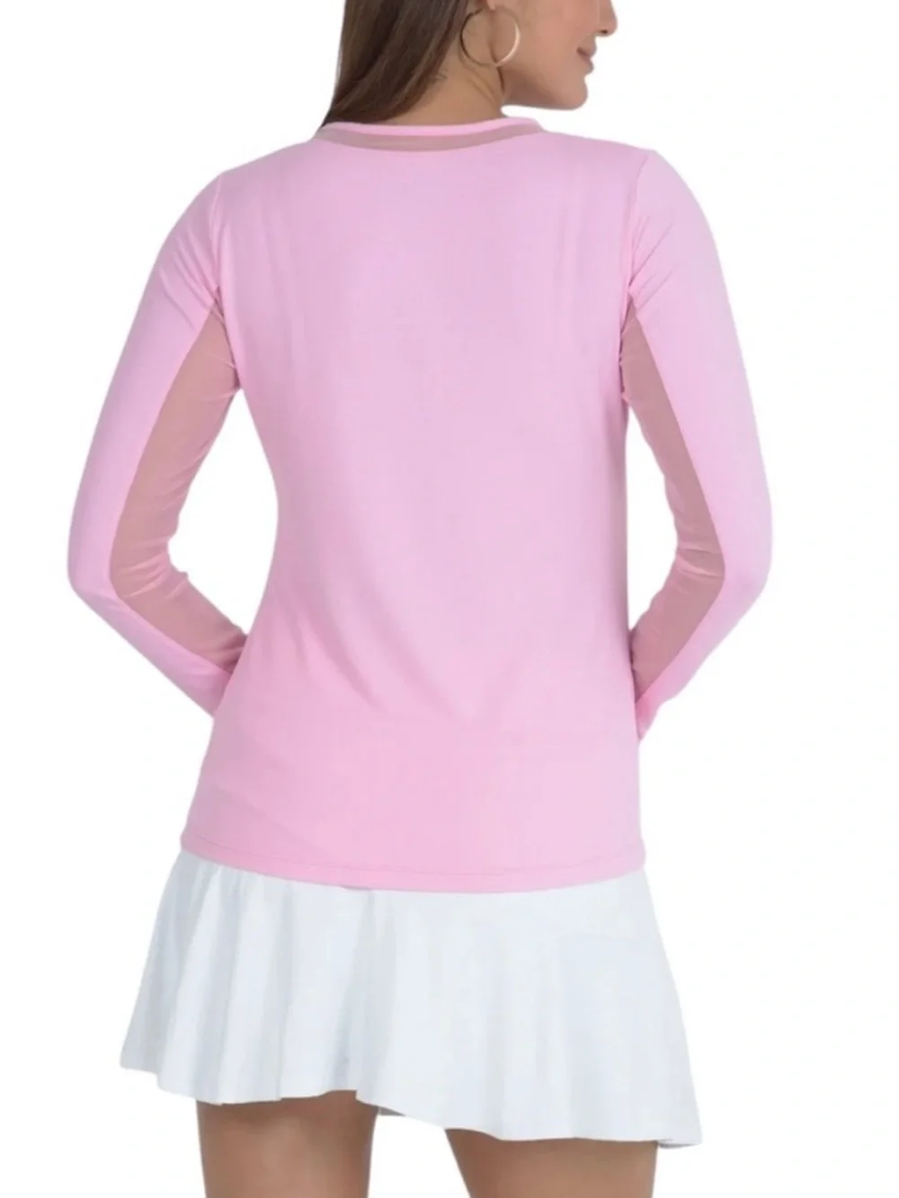 IBKUL Long Sleeve Crewneck Top with Mesh Insert Candy Pink medium - Picture 2 of 10